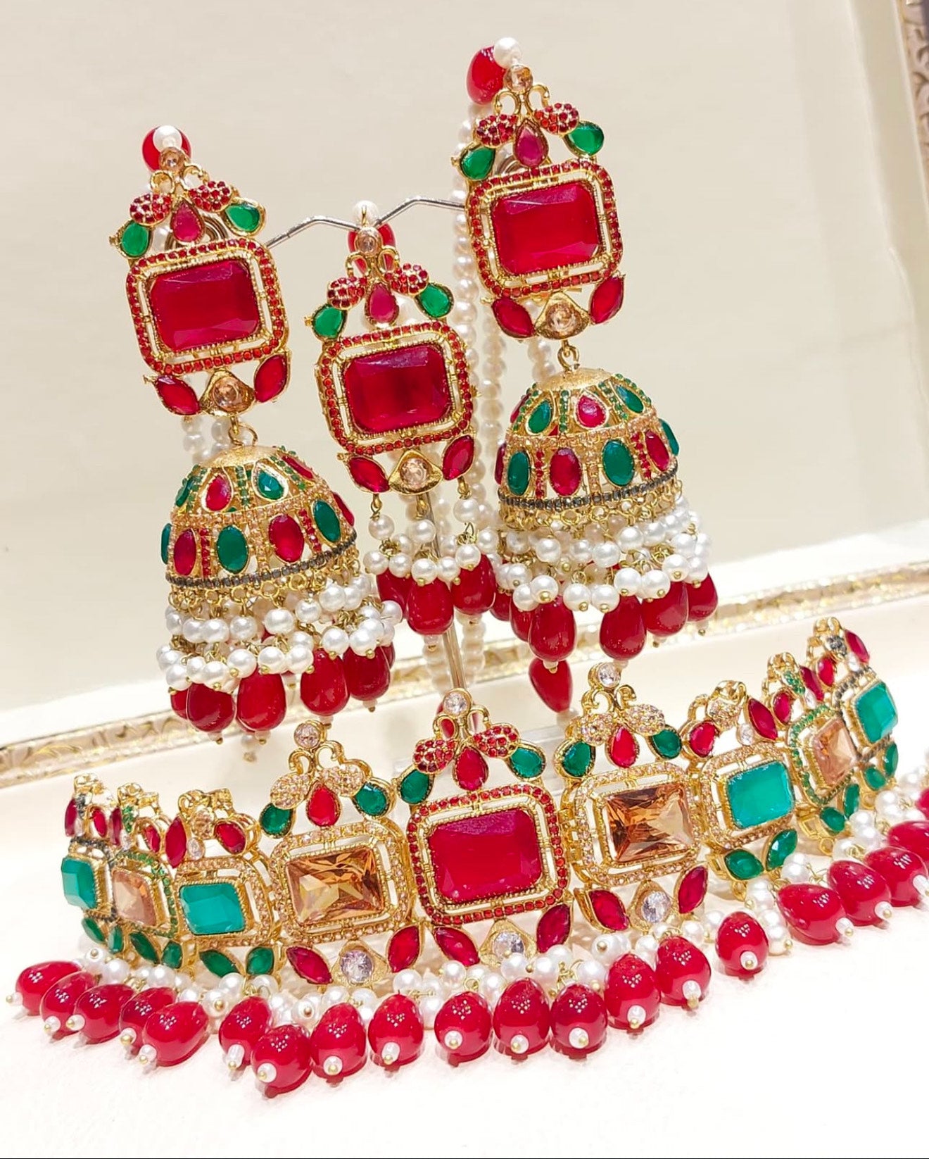 Red Gem Choker Set