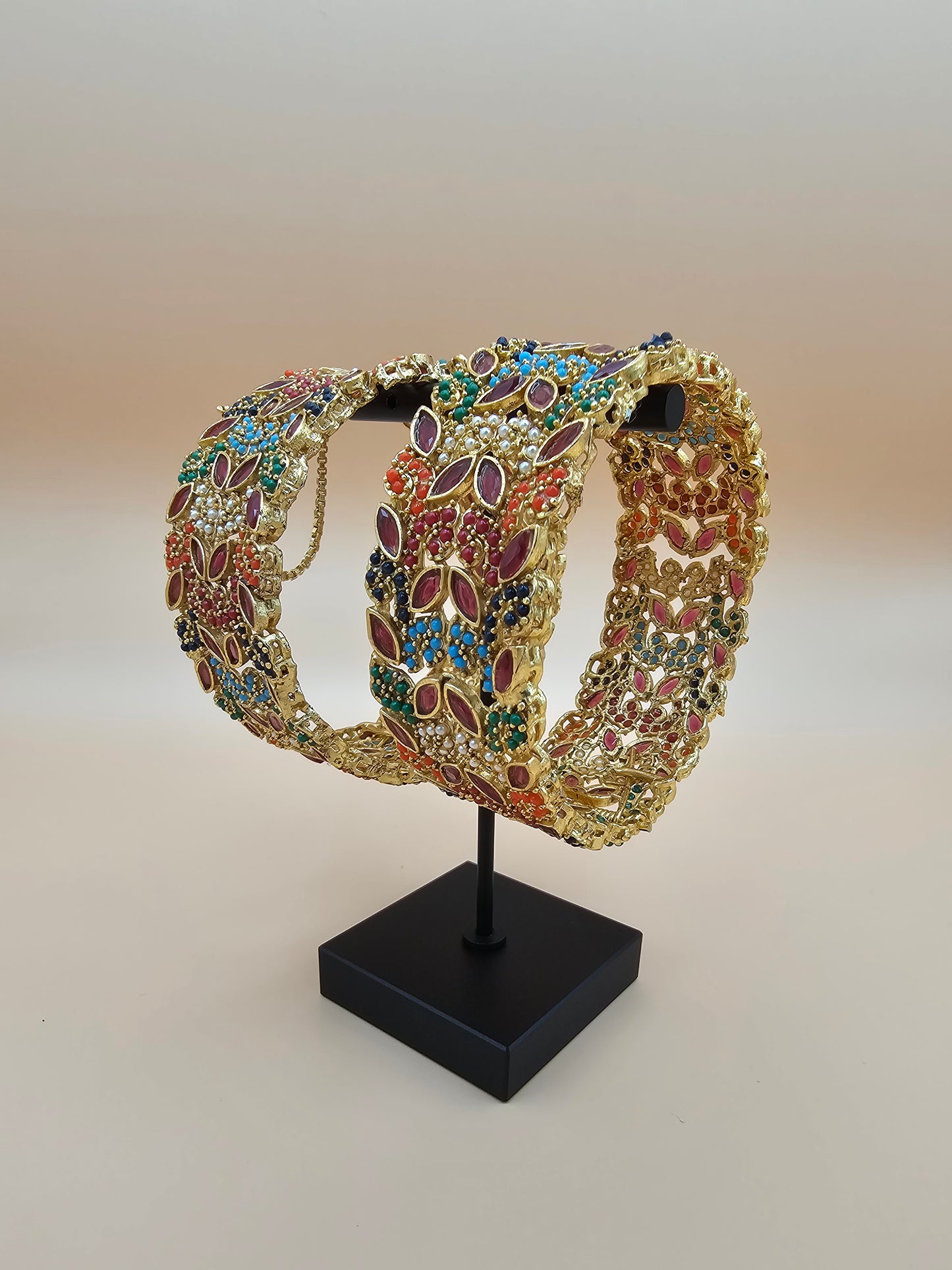 Vibrant wide Indian bangle with intricate design