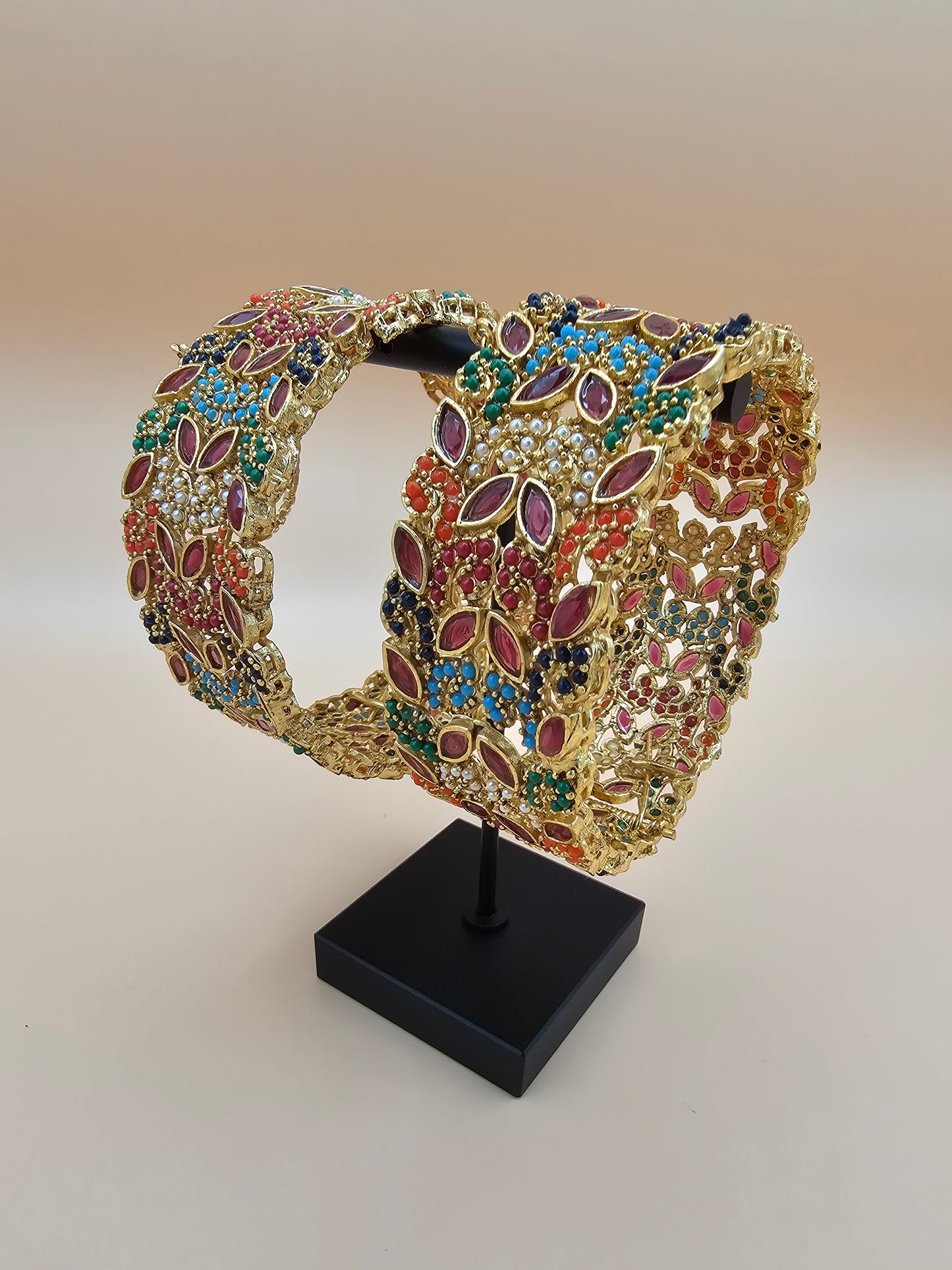 Vibrant wide Indian bangle with intricate design