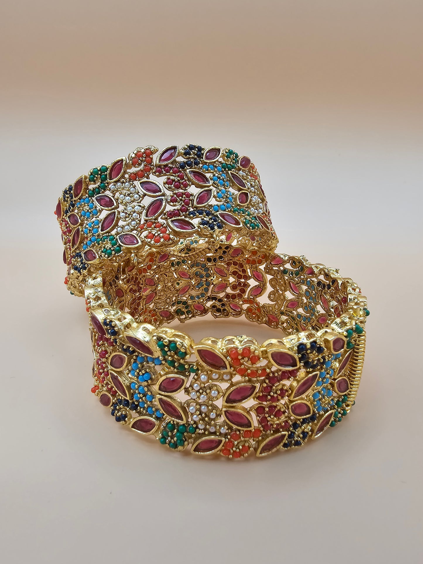 Vibrant wide Indian bangle with intricate design