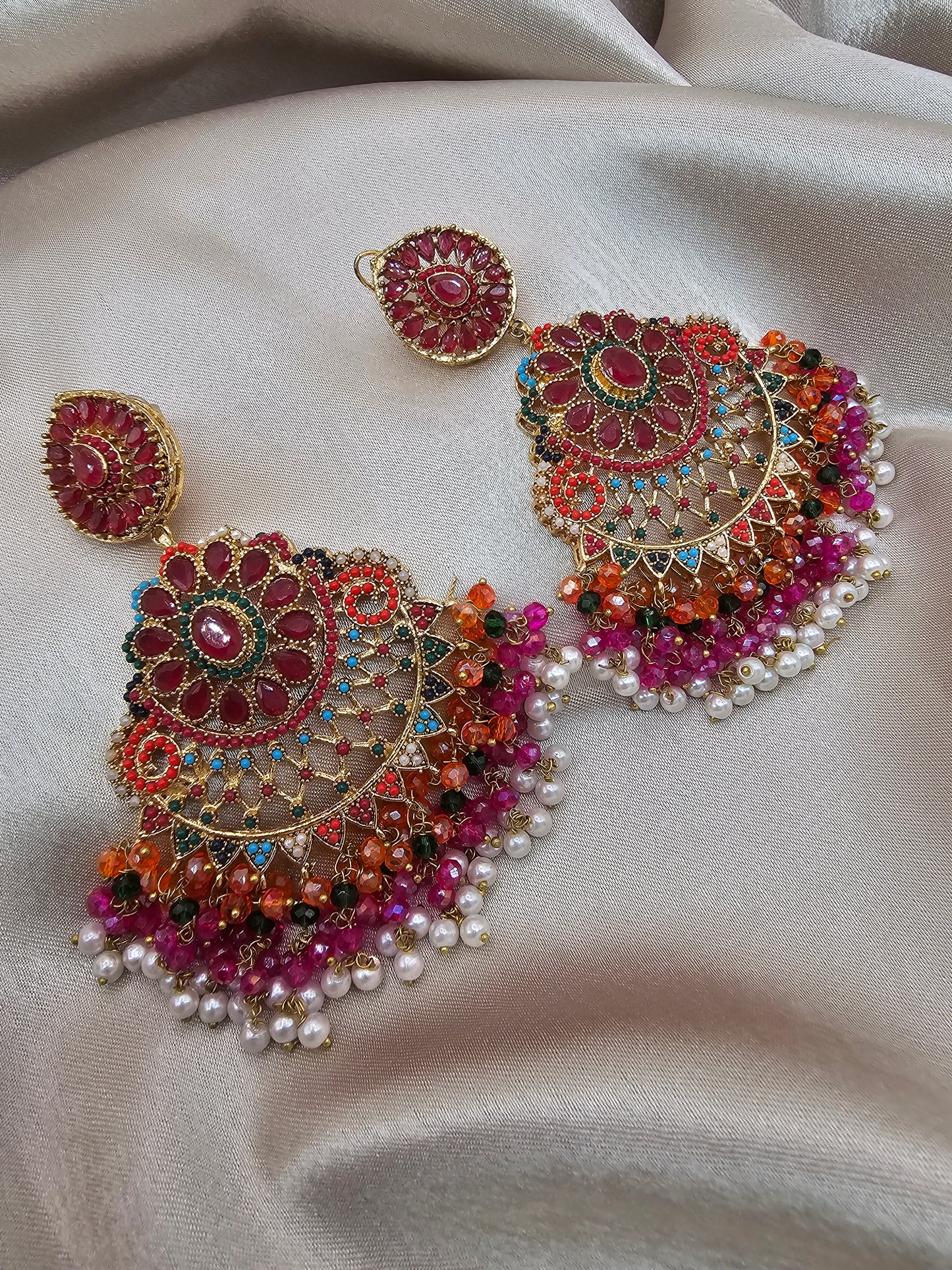 Royal Ruby Chandbali Earrings – A Majestic Blend of Tradition & Luxury