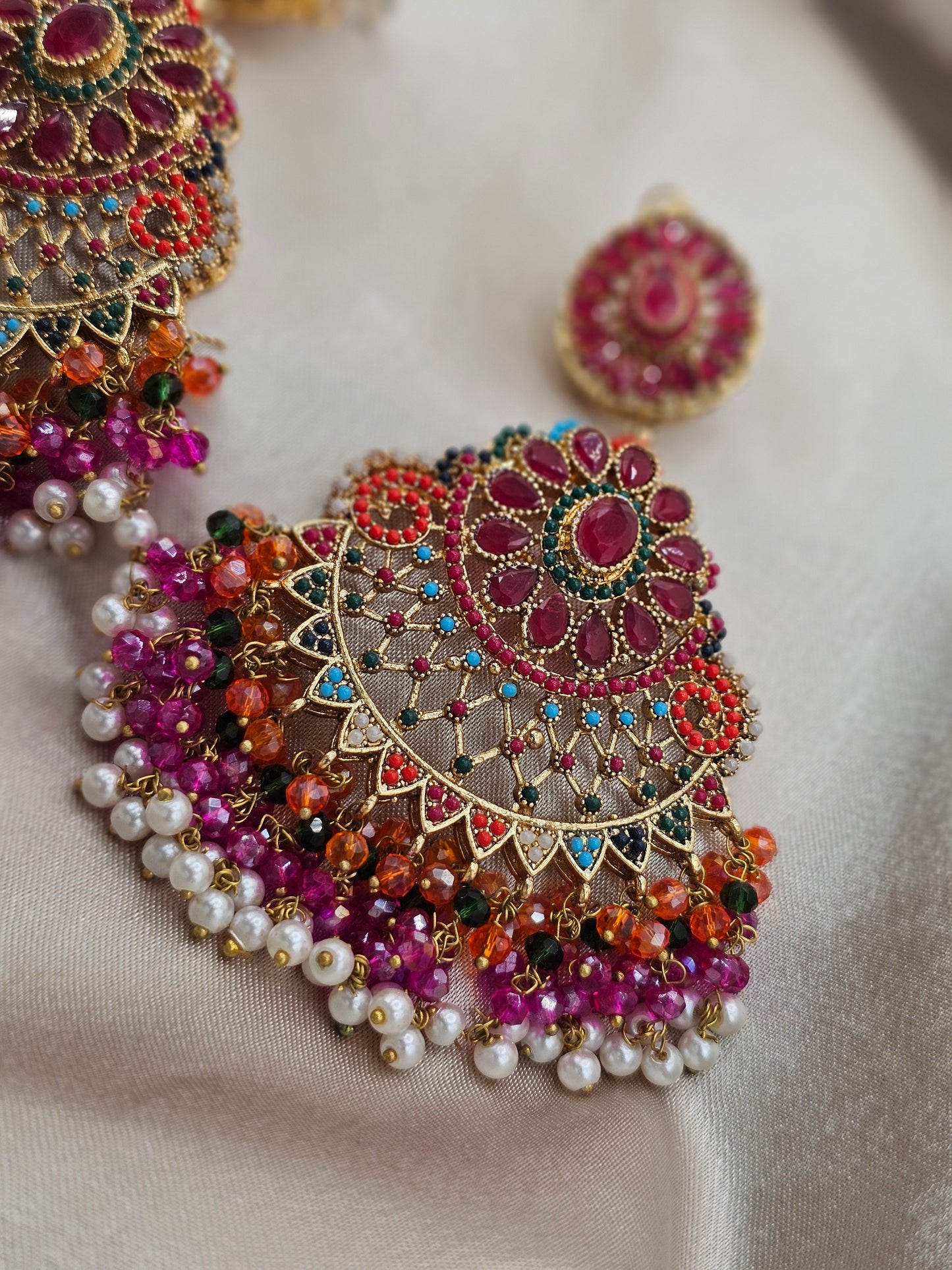 Royal Ruby Chandbali Earrings – A Majestic Blend of Tradition & Luxury