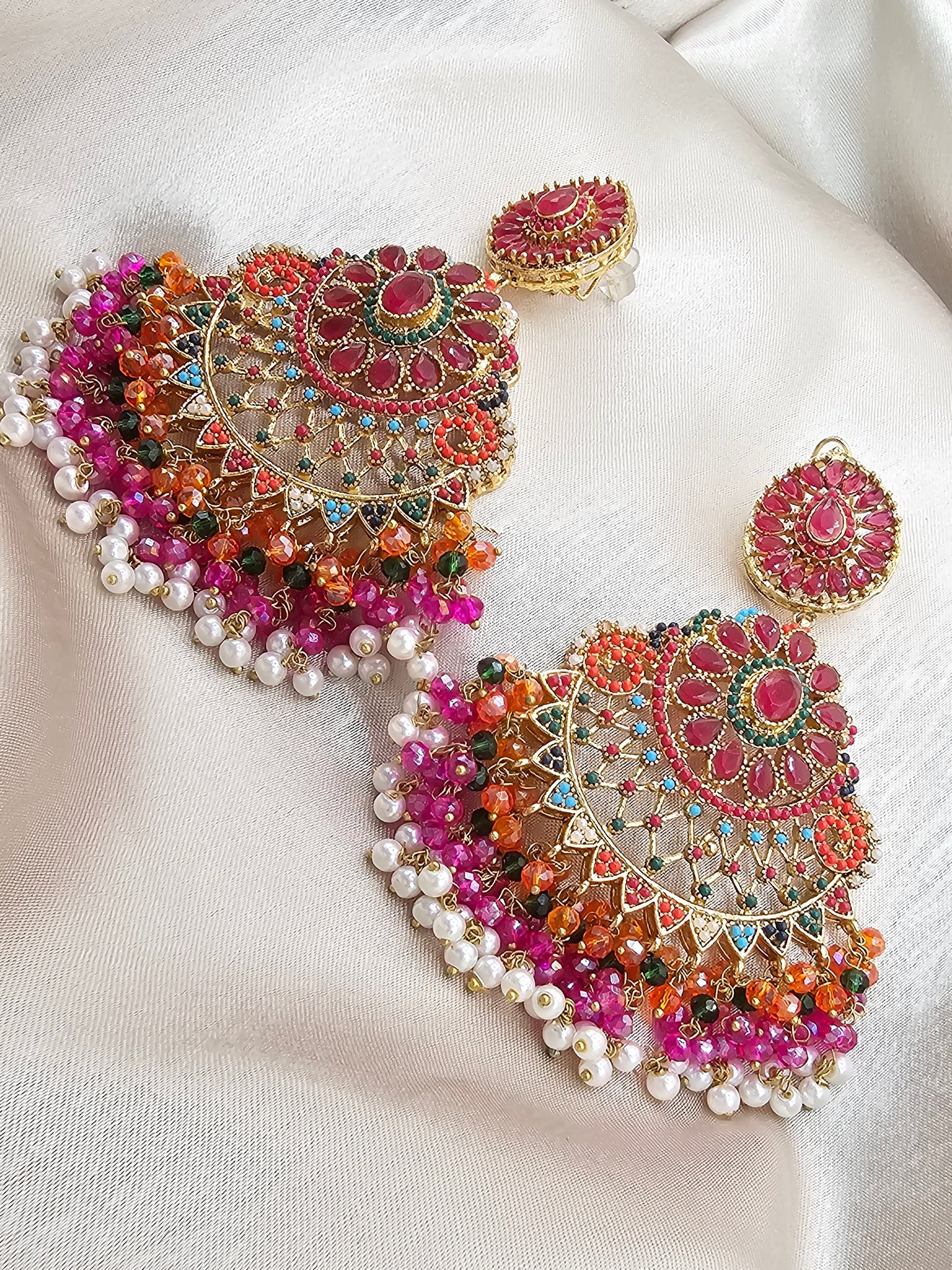 Royal Ruby Chandbali Earrings – A Majestic Blend of Tradition & Luxury