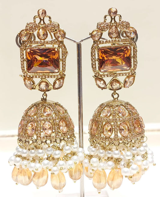 Golden Amber Jhumka Earrings