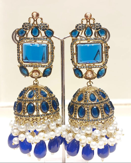 Royal Blue Jhumka Earrings