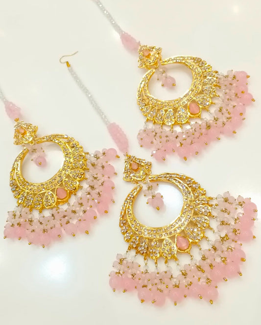 Earrings with Tika- Pink