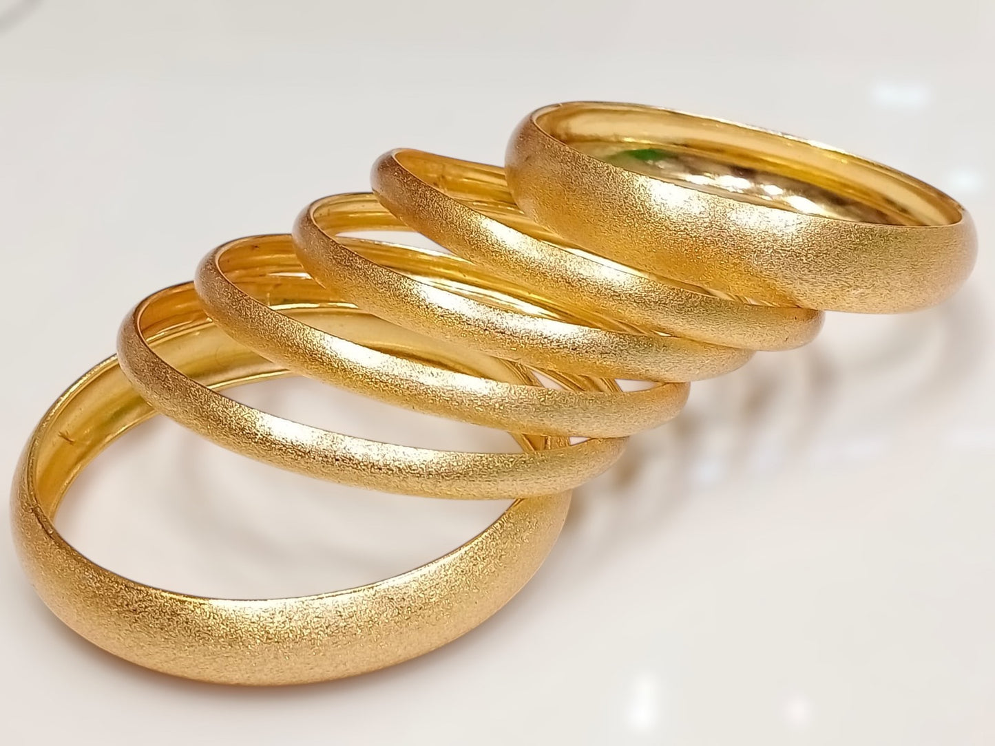 Elegant Gold-Tone Textured Bangles Set of 6